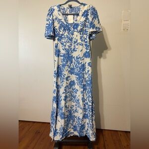 A New Day Blue and White Ruffled Maxi Dress